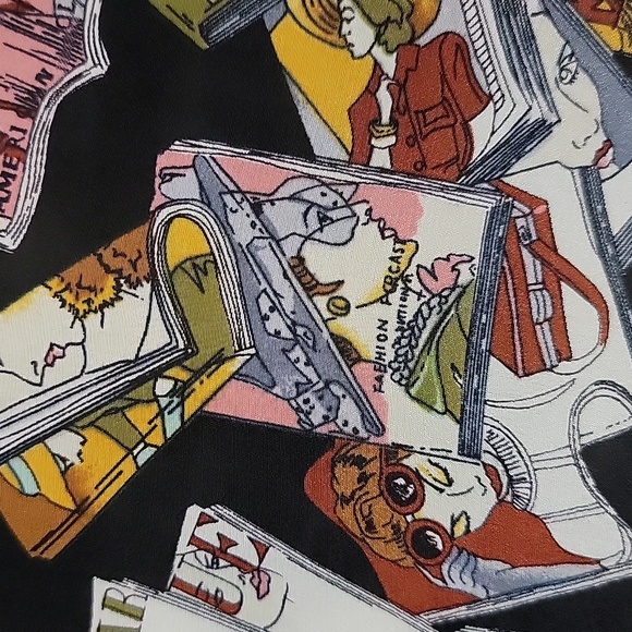 📍RARE | Vintage P.I.A.N.O Vogue Magazine Cover Print Silk Blouse - Picture 12 of 16